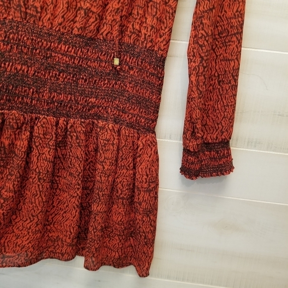 {M} Michael Kors Sunari Graphic Print Smock Dress Elastic Waist - Picture 6 of 10